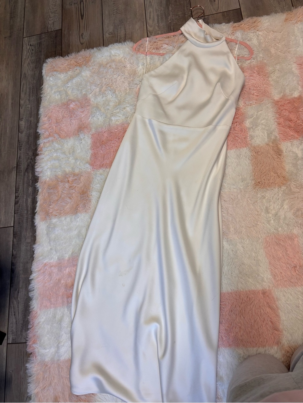 Jenny Yoo Ivory Halter Satin Maxi Dress